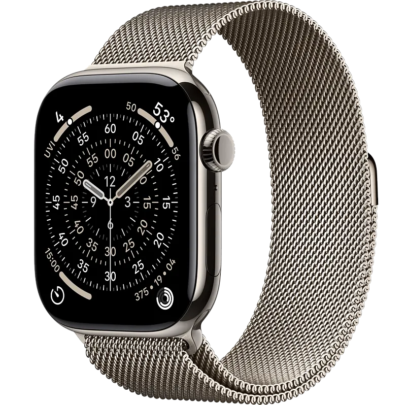Apple Watch Series 11, 42 мм, корпус из титана цвета «натуральный титан», браслет миланская петля
