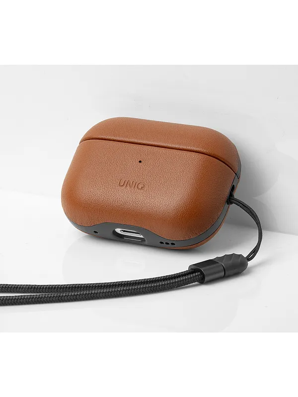 Чехол Uniq для Airpods Pro 2 Terra Genuine Leather with handstrap Toffee Brown
