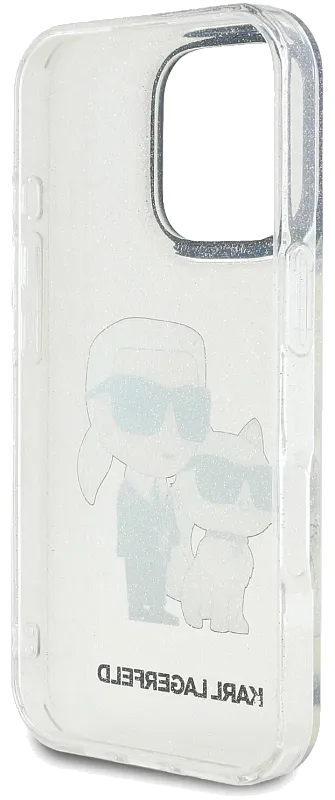 Чехол Lagerfeld для iPhone 16 Pro PC/TPU NFT Karl & Choupette Hard Glitter Transparent
