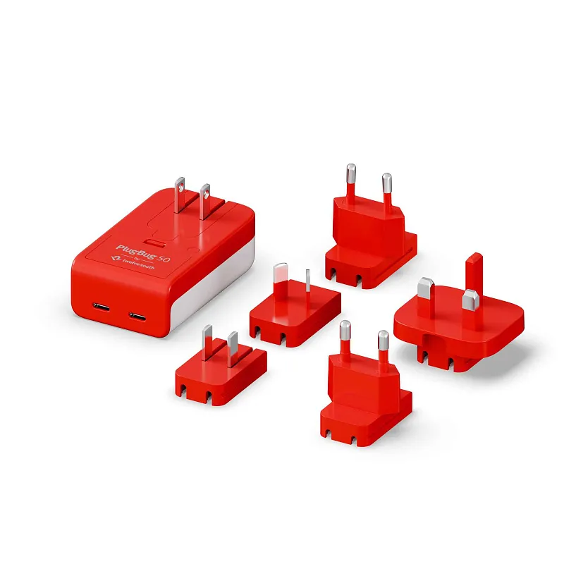 Сетевое зарядное устройство Twelve South PlugBug Travel 50W, с поддержкой FindMy, красный