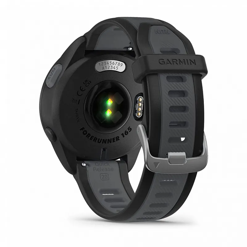 Смарт-часы Garmin FORERUNNER® 165 чёрные, серый ремешок 43мм