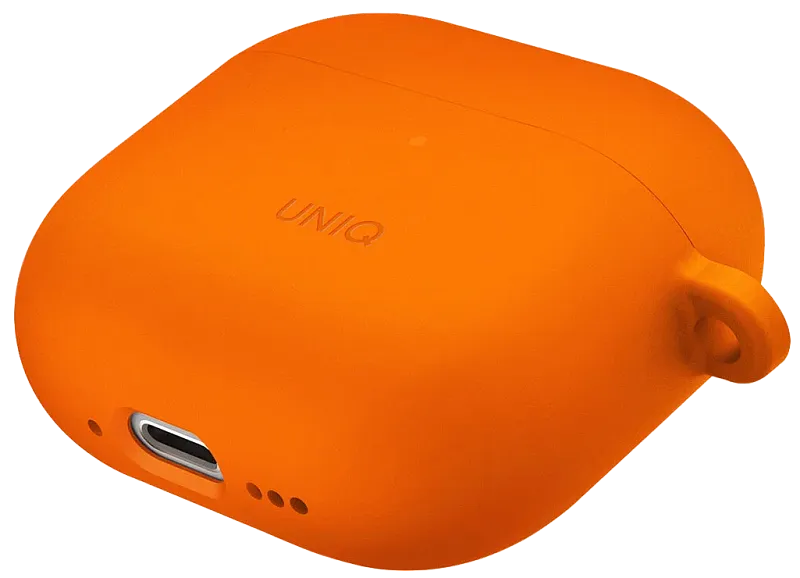 Чехол Uniq для Airpods 4 NEXO Liquid silicone +carabin +Sports ear hooks Volt Orange