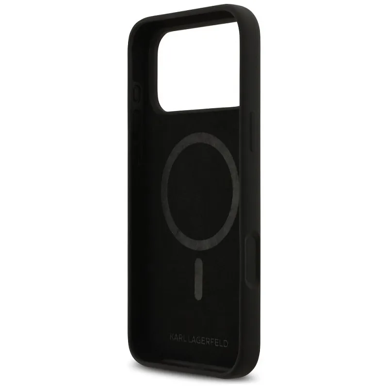 Чехол Lagerfeld для iPhone 17 Pro Max Liquid Silicone Sketch Karl&Choup Metal cam Hard, чёрный