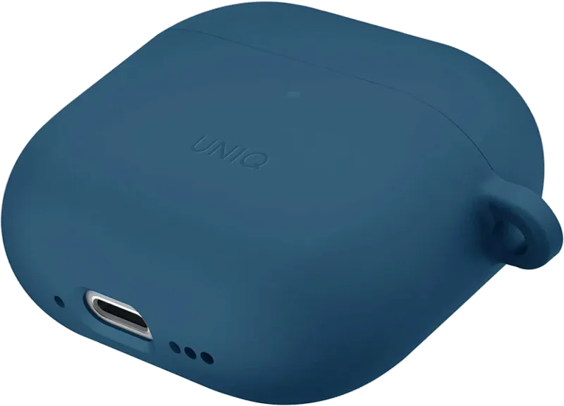 Чехол Uniq для Airpods 4 NEXO Liquid silicone +carabin +Sports ear hooks Pacific Blue