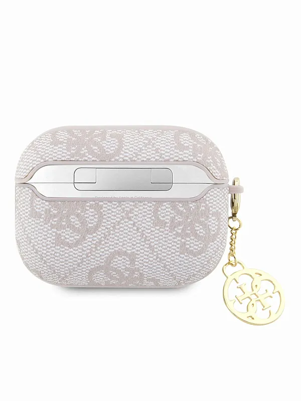 Чехол Guess для AirPods Pro 2 PU leather 4G with metal logo and Charm, Розовый