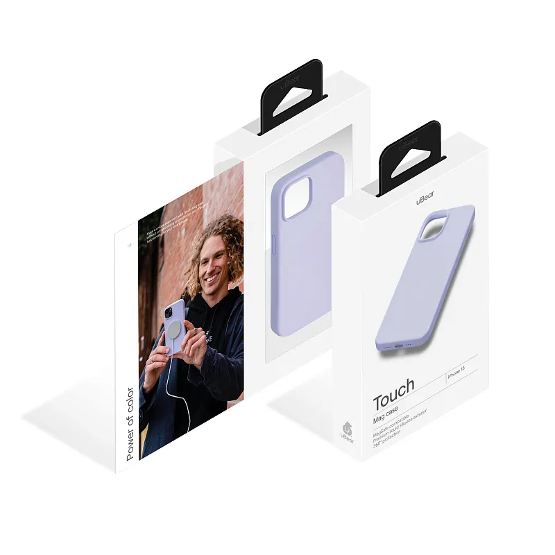 Чехол защитный uBear Touch Mag Case для iPhone 15, MagSafe совместимый, силикон, софт-тач