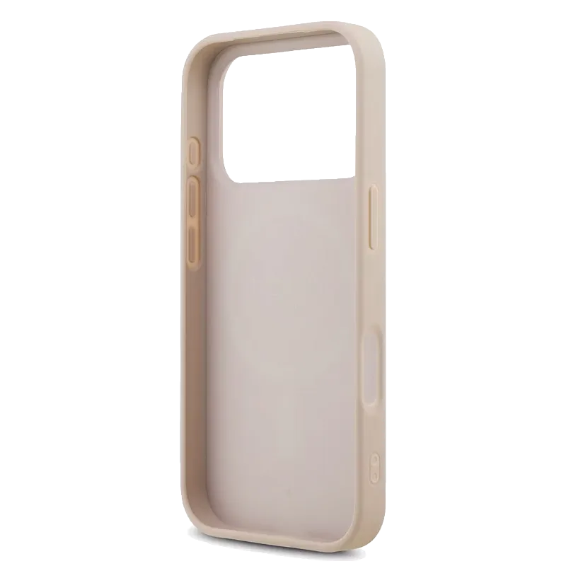 Чехол Guess для iPhone 17 Pro PU 4G Triangle Diamond metal logo Hard, розовый