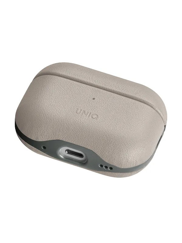 Чехол Uniq для Airpods Pro 2 Lyden DS Leatherette with handstrap Ivory/Lychen Green