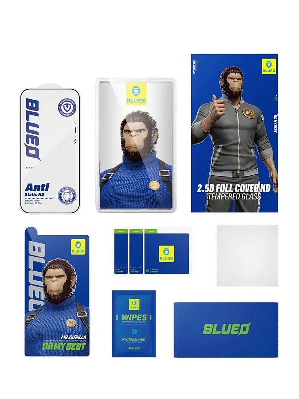 Защитное стекло BlueO для iPhone 17 Pro/17/16 Pro, Narrow border Anti-Static Black