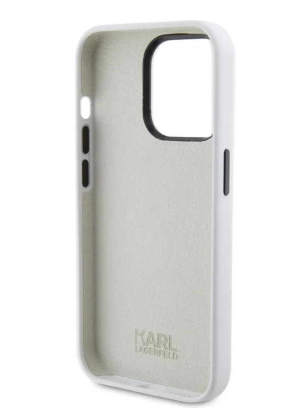 Чехол Lagerfeld для iPhone 15 Pro чехол Liquid Silicone NFT Karl & Choupette heads Hard White