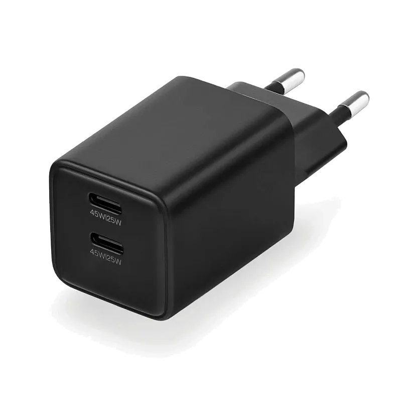 Сетевое зарядное устройство uBear Bridge, GaN, 45 Вт, 2xUSB-C, чёрный