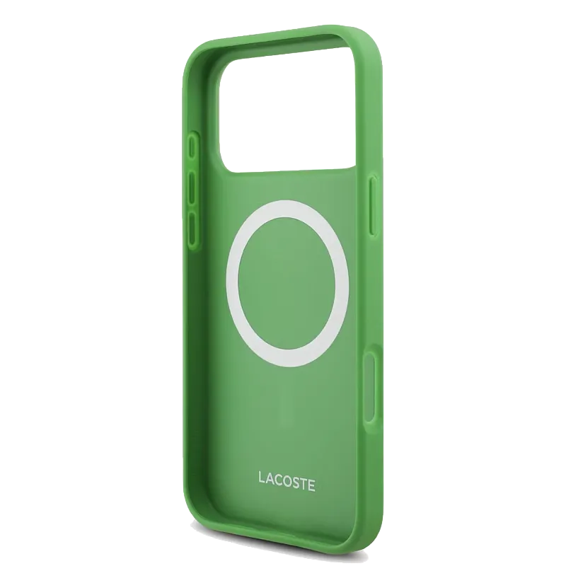 Чехол Lacoste для iPhone 17 Pro PVC Metal Lacquer logo Hard Estragon (MagSafe), «эстрагон»