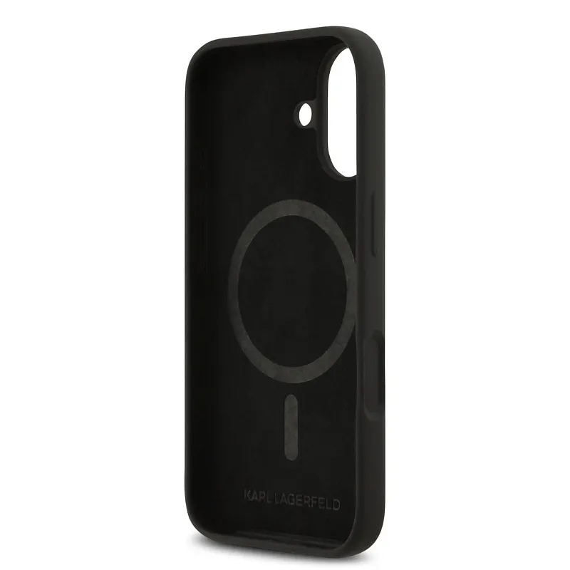 Чехол Lagerfeld для iPhone 17 Liquid Silicone Sketch Karl&Choup Metal cam Hard, чёрный