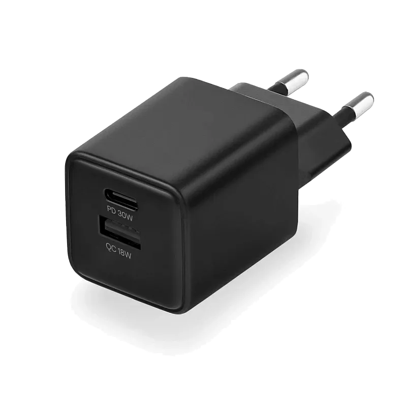 Сетевое зарядное устройство uBear Bridge 30W, 2 ports (USB-A, USB-C), чёрный