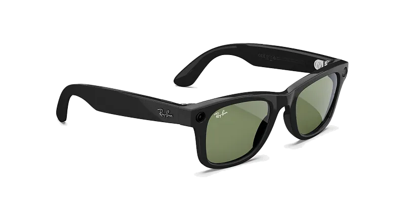 Умные очки Ray-Ban Meta Wayfarer (Gen 2), чёрный глянец (Shiny Black), зелёные (Green) линзы, размер M (Standard)