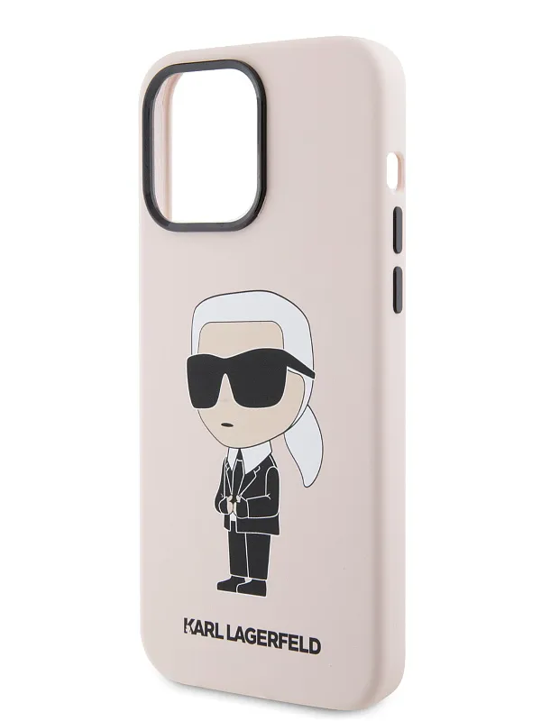 Чехол Lagerfeld для iPhone 15 Pro Max чехол Liquid silicone NFT Karl Ikonik Hard Pink