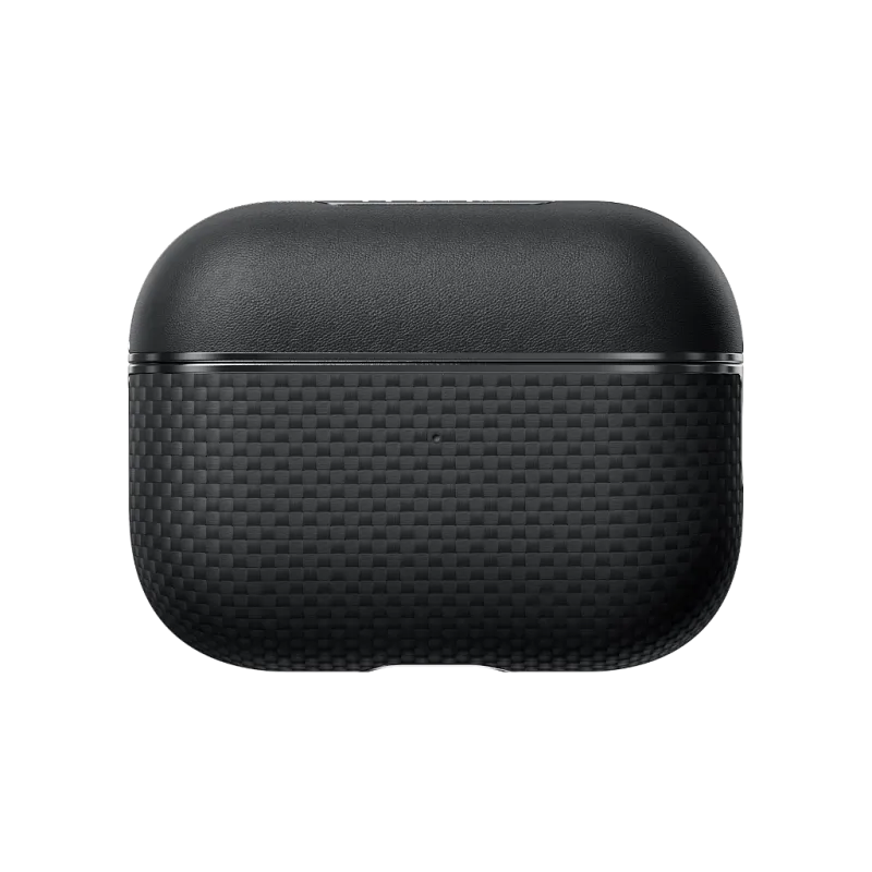 Чехол PITAKA из арамидного волокна и кожи для AirPods Pro 2, чёрный (1500D)