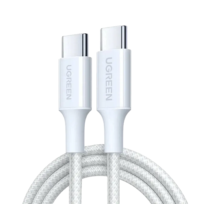 Кабель UGREEN L502 100W USB-C to USB-C PD Fast Charging Braided Cable 5A Max 2м, белый