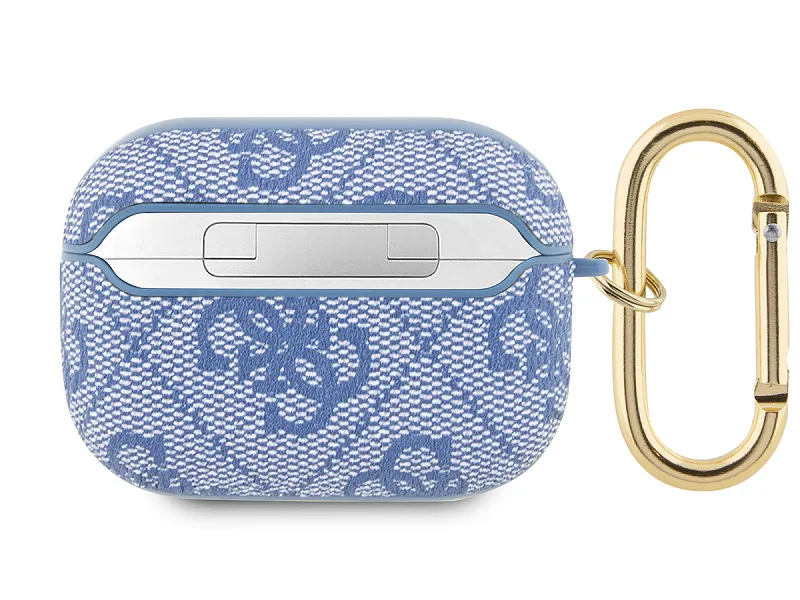 Чехол Guess для Airpods Pro 2 PU leather 4G with metal logo and carabin Blue