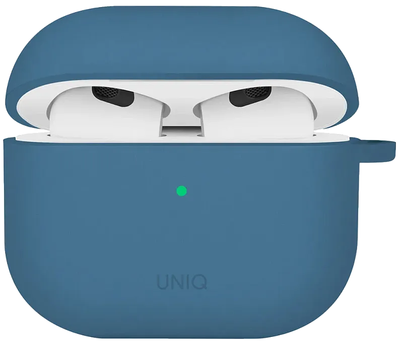 Чехол Uniq для Airpods 4 NEXO Liquid silicone +carabin +Sports ear hooks Pacific Blue