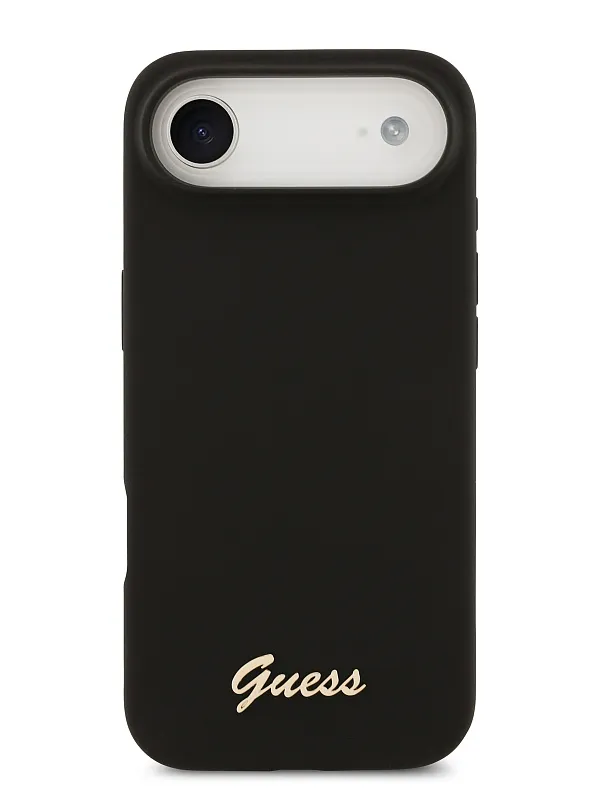 Чехол Guess для iPhone Air Liquid silicone Gold metal logo & Camera Hard, чёрный