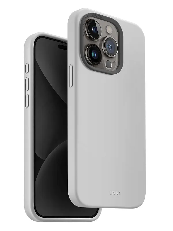 Чехол Uniq для iPhone 15 LINO Chalk Grey (Magsafe)