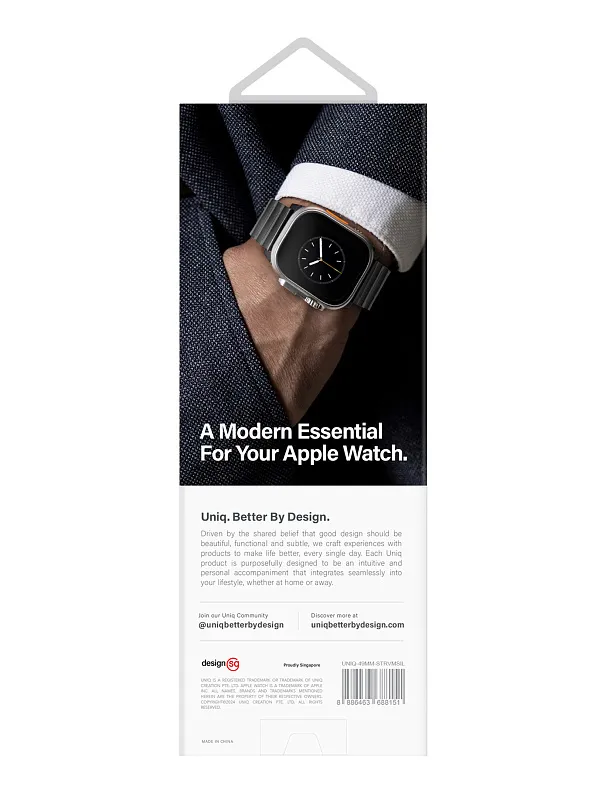 Ремешок Uniq для Apple Watch 49/45/44/42 mm Strova MAG Strap Link Steel Silver