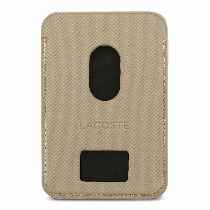 Lacoste магн. бумажник Wallet MagSafe Cardslot PVC Lacquer Metal logo Taupe, бежевый
