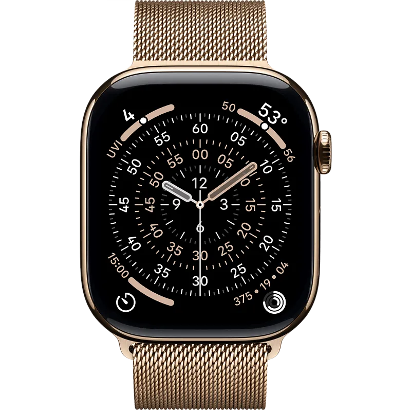 Apple Watch Series 11, 42 мм, корпус из титана цвета «золотистый титан», браслет миланская петля