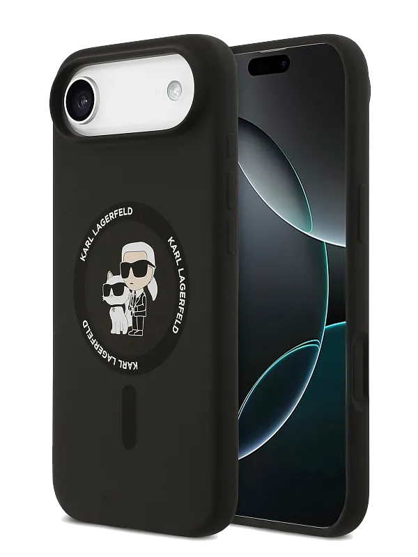 Чехол Lagerfeld для iPhone Air Liquid Silicone NFT Karl & Choupette Hard, чёрный