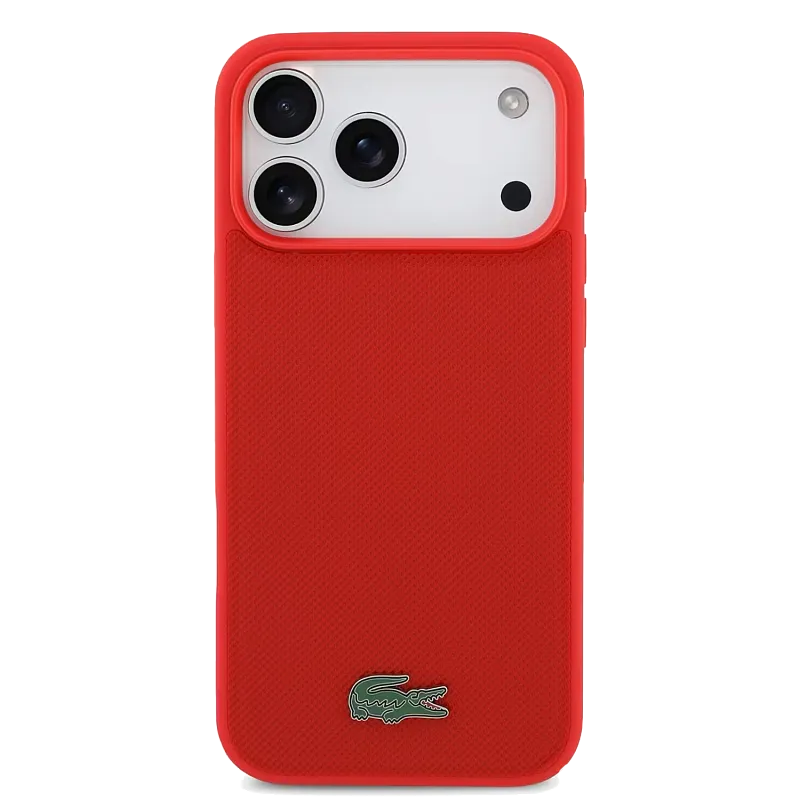 Чехол Lacoste для iPhone 17 Pro Max PVC Metal Lacquer logo Hard Red (MagSafe), красный