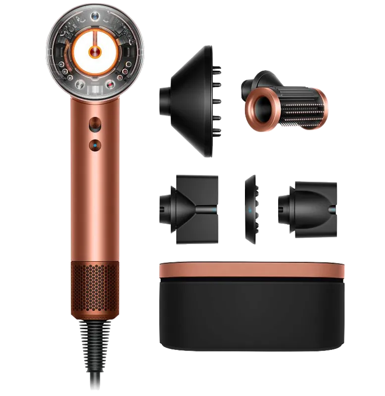 Фен Dyson Supersonic Nural HD16 для прямых волос (Straight+Wavy) Янтарный/Шелковый (Amber silk) с кейсом