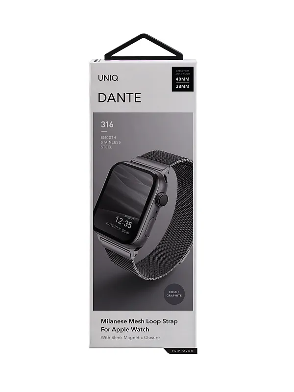 Ремешок Uniq для Apple Watch 41/40/38 mm Dante Strap Mesh Steel Graphite