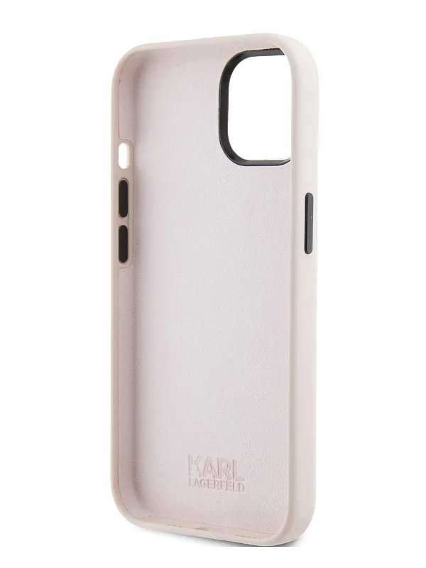 Чехол Lagerfeld для iPhone 15 Liquid silicone NFT Karl Ikonik Hard Pink