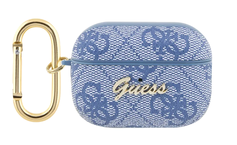 Чехол Guess для Airpods Pro 2 PU leather 4G with metal logo and carabin Blue