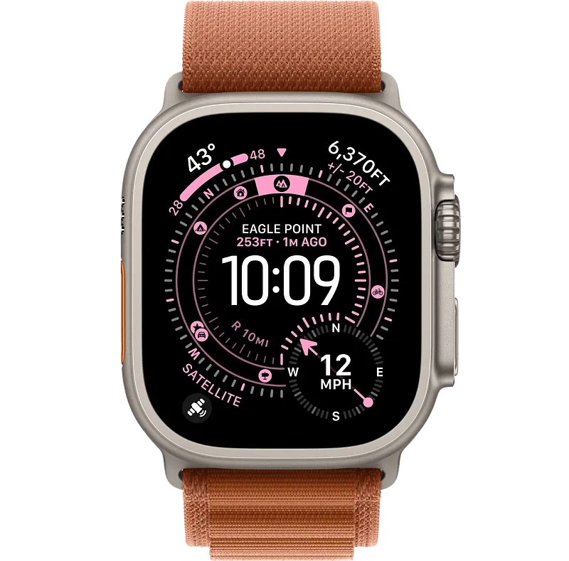 Apple Watch Ultra 3, 49 мм, корпус из бежевого титана, ремешок Alpine терракотового цвета