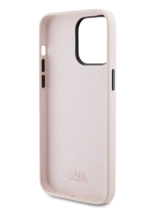 Чехол Lagerfeld для iPhone 15 Pro чехол Liquid silicone NFT Karl Ikonik Hard Pink