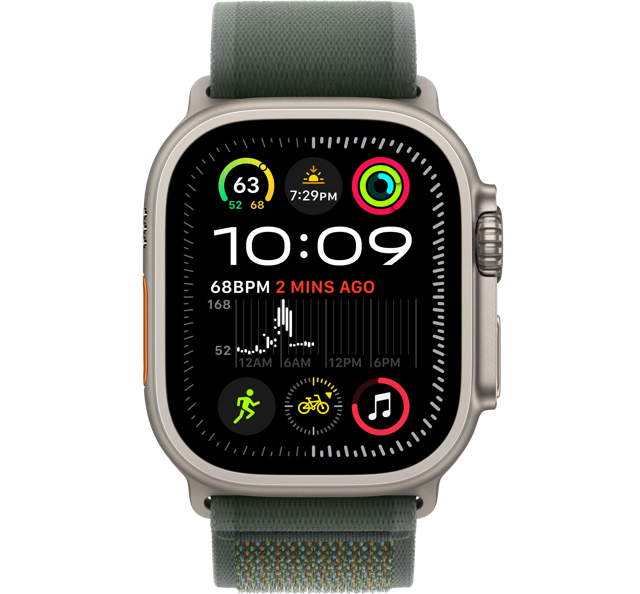 Apple Watch Ultra 2 GPS + Cellular, 49 мм, корпус из титана, ремешок Trail зеленого цвета