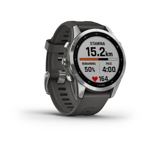 Смарт-часы Garmin FENIX 7S серебристый с графитовым силиконовым ремешком