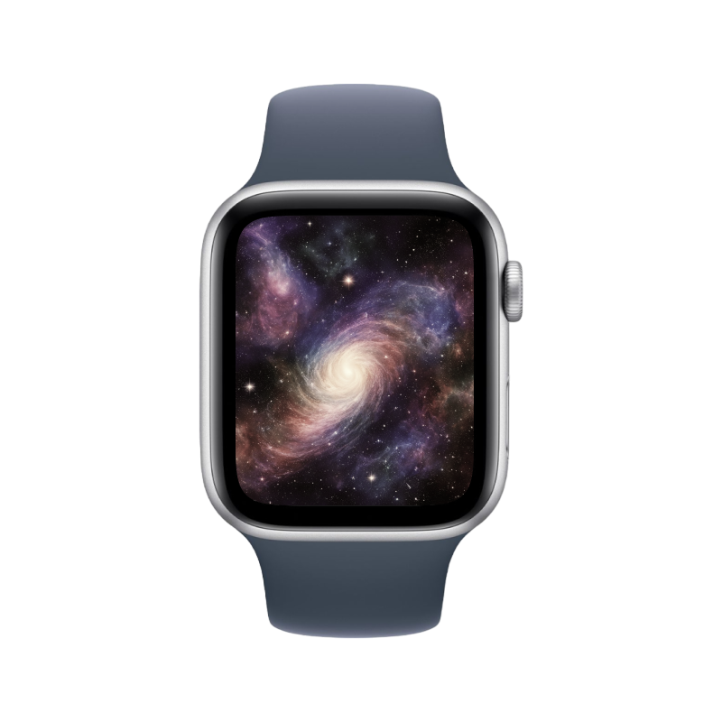 Apple Watch SE 2023, 44 мм, корпус из алюминия серебристого цвета, спортивный ремешок цвета «грозовой синий»