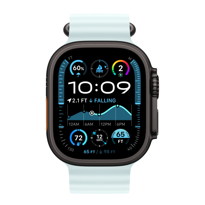 Apple Watch Ultra 2 GPS + Cellular, 49 мм, корпус из черного титана, ремешок Ocean цвета "ледяной синий"