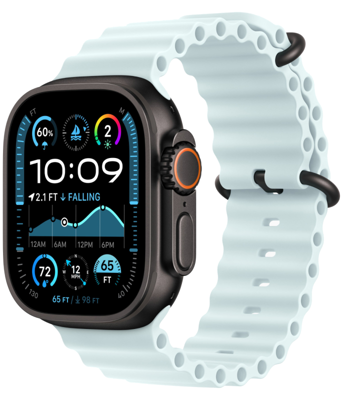 Apple Watch Ultra 2 GPS + Cellular, 49 мм, корпус из черного титана, ремешок Ocean цвета "ледяной синий"