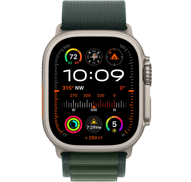 Apple Watch Ultra 2 GPS + Cellular, 49 мм, корпус из титана, ремешок Alpine темно-зеленого цвета
