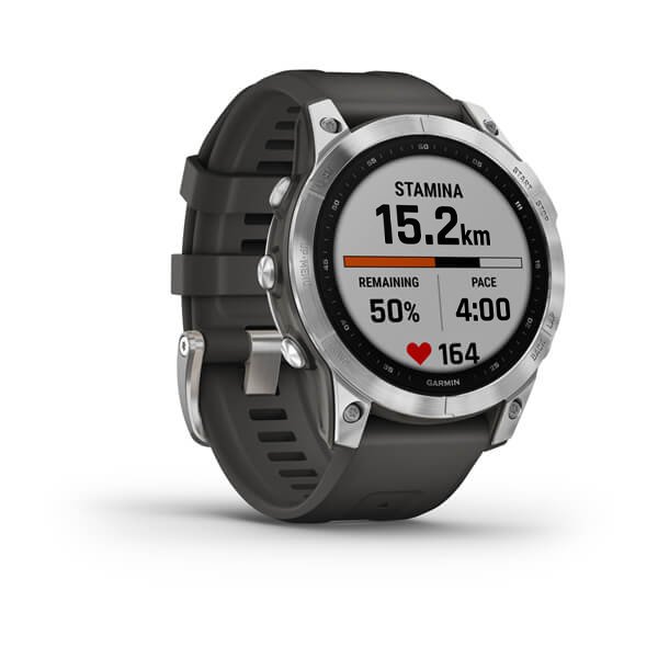 Смарт-часы Garmin FENIX 7 серебристый с графитовым силиконовым ремешком