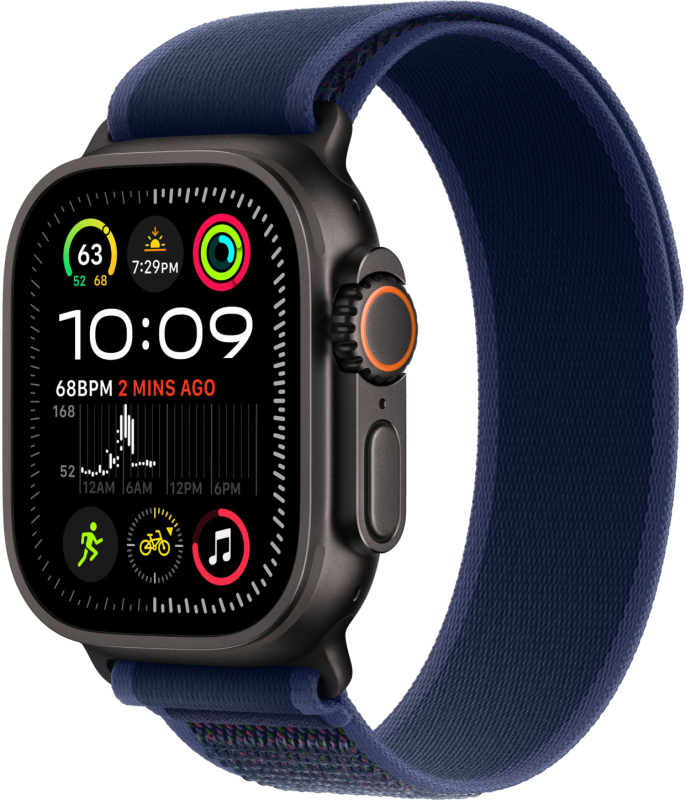 Apple Watch Ultra 2 GPS + Cellular, 49 мм, корпус из бежевого титана, ремешок Trail голубого цвета