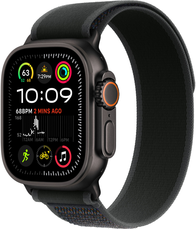 Apple Watch Ultra 2 GPS + Cellular, 49 мм, корпус черного из титана, ремешок Trail черного цвета