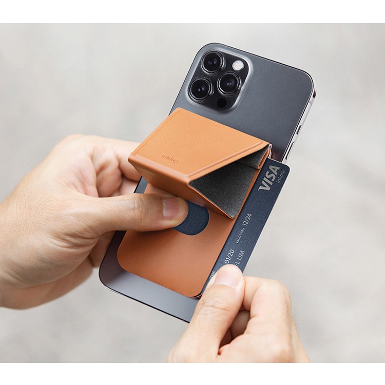 Чехол-накладка Wallet UNIQ LYFT MagSafe для iPhone с подставкой, коричневый