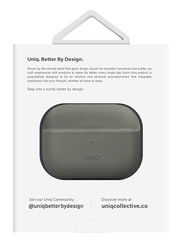 Чехол Uniq для Airpods Pro 2 Terra Genuine Leather with handstrap Lichen Green