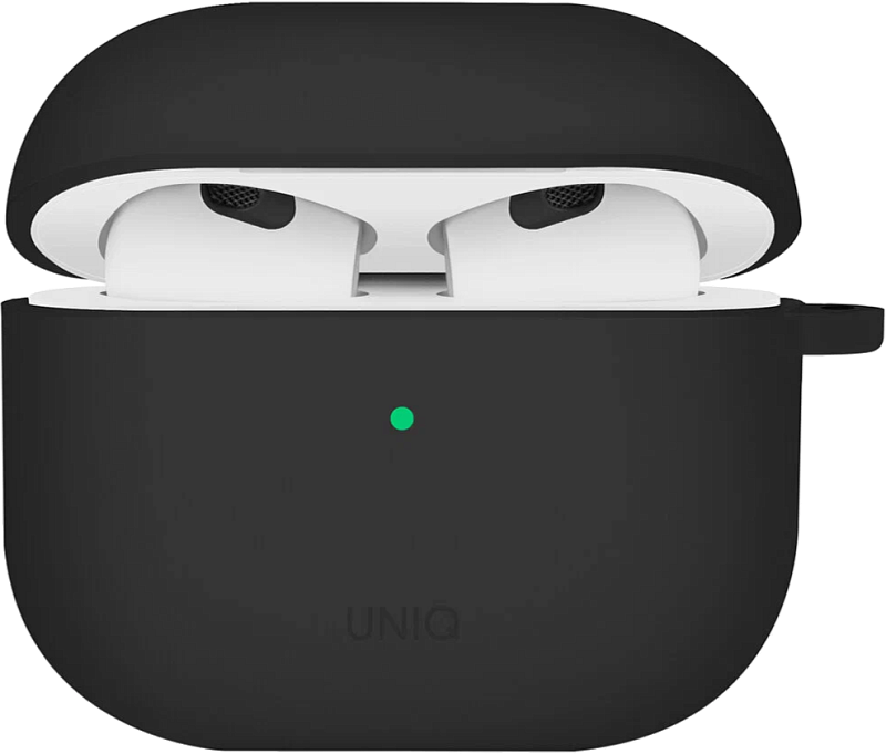 Чехол Uniq для Airpods 4 NEXO Liquid silicone +carabin +Sports ear hooks Black
