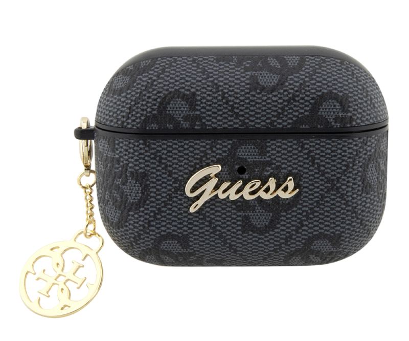 Чехол Guess для Airpods Pro 2 PU leather 4G with metal logo and Charm Black